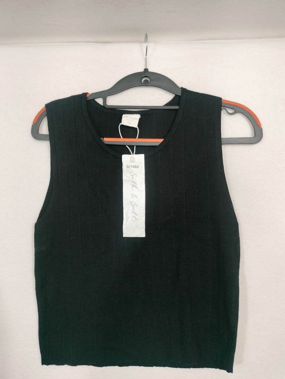 Silk And Salt Sleeveless Ribbed Knit Tank Top - Black